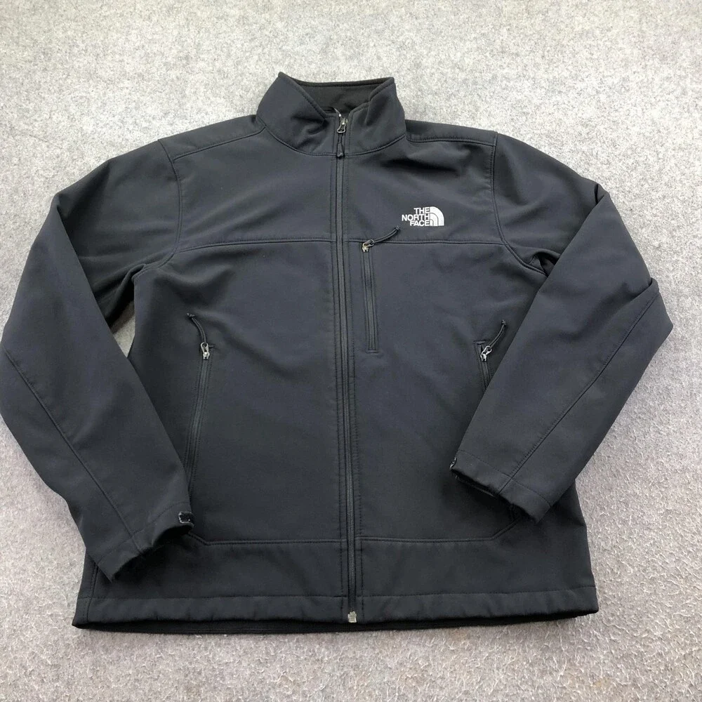 The North Face Jacket Mens Medium Black Softshell Fleece Full Zip Outdoor